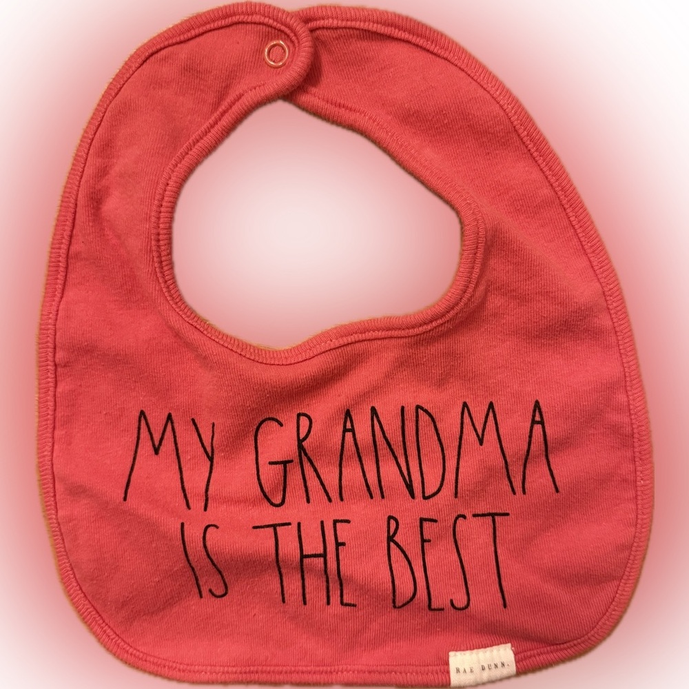 Rae Dunn Coral Bib - 'My Grandma is the Best'